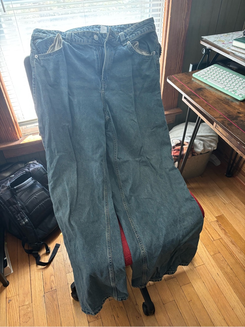 H&M Dark Washed Blue Wide Leg Jeans
